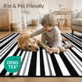 thumbnail image 4 of ODIKA 9'x12' Washable Area Rug Non-Shedding, Easy Care Under Wide Stripe Uneven Spacing Doormat Monochrome Geometric for Master Suite, California King, Bed, 4 of 7