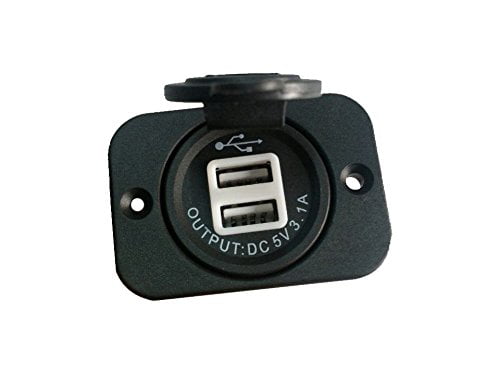 Rv XYZ Boat Supplies Dual USB Charger Socket for Boat Motor-home Black Car 