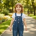 thumbnail image 4 of Peacolate 3Months-3Years Baby Girl Embroidery Denim Overalls Children's Bib Pants Jeans,White Butterfly,2-3Years, 4 of 4