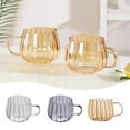 thumbnail image 3 of Vertical Striped Transparent Heat Resistant Oatmeal Milk Coffee Mug Drinking, T3A6, 3 of 8