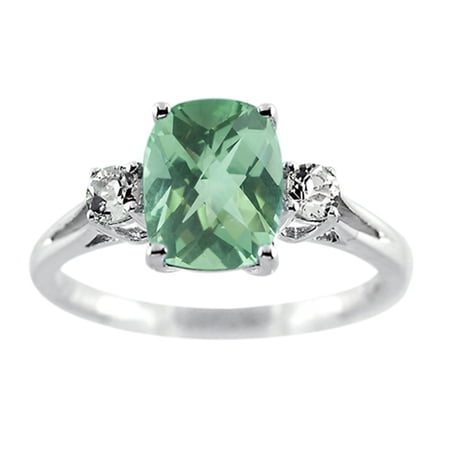FJC Finejewelers 9x7mm Antique Shaped Green Quartz and White Topaz Ring