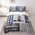 thumbnail image 2 of Manfei Safari Bear 7-Piece Bedding Comforter Set,Outdoor Adventure King Bedding Sets,Blue Black Plaid Grid Bed Sheets For Boy Teens,Ultra Soft Home Decor, 2 of 8
