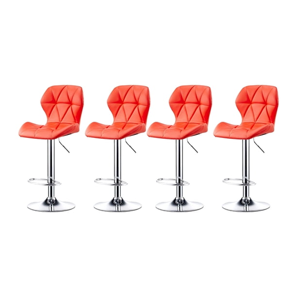 4 Sillas de bar acolchada con respaldo geométrico ilios innova Rojo