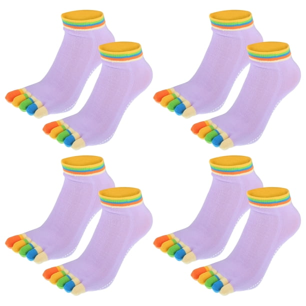 Calcetines de cinco dedos Unique Bargains 4 pares unisex antideslizantes morado claro