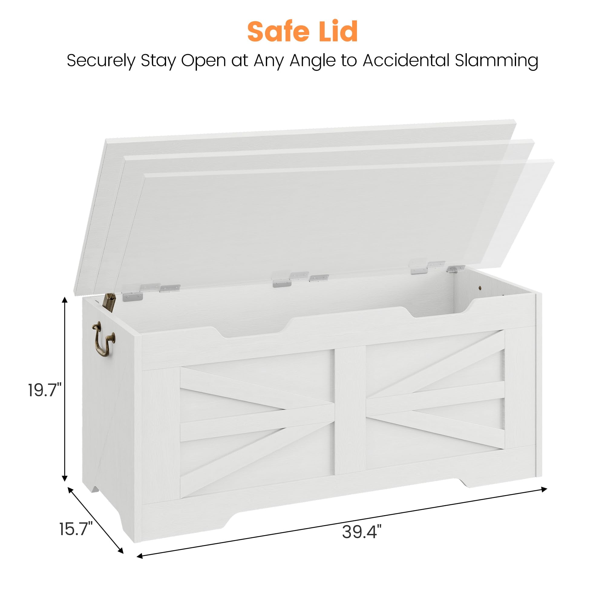 Kojooin Toy Storage Box with Lid, Wooden Toy Organizer, Unisex, with Safety Hinges, Entryway Storage Bench, 350 Lbs Load Capacity, Suitable for Living Room and Playroom