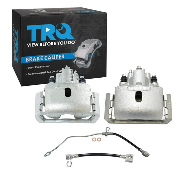 TRQ Rear Brake Caliper Set Brake Hose Compatible with 2002-2008 Dodge Ram 1500