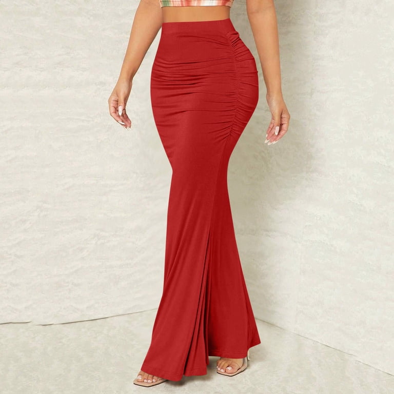 QATAINLAV Bodycon Maxi Skirt for Women High Waist Slim Fit Mermaid