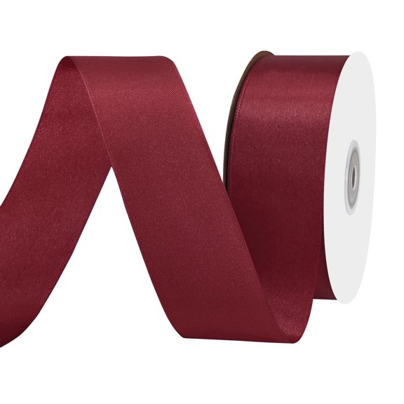 THEGLY 1-1/2 Inch x 100 Yard Burgundy Satin Ribbon – Perfect for Gift Wrapping, Crafts, Christmas, Hair Styling, Invitation Decor & More