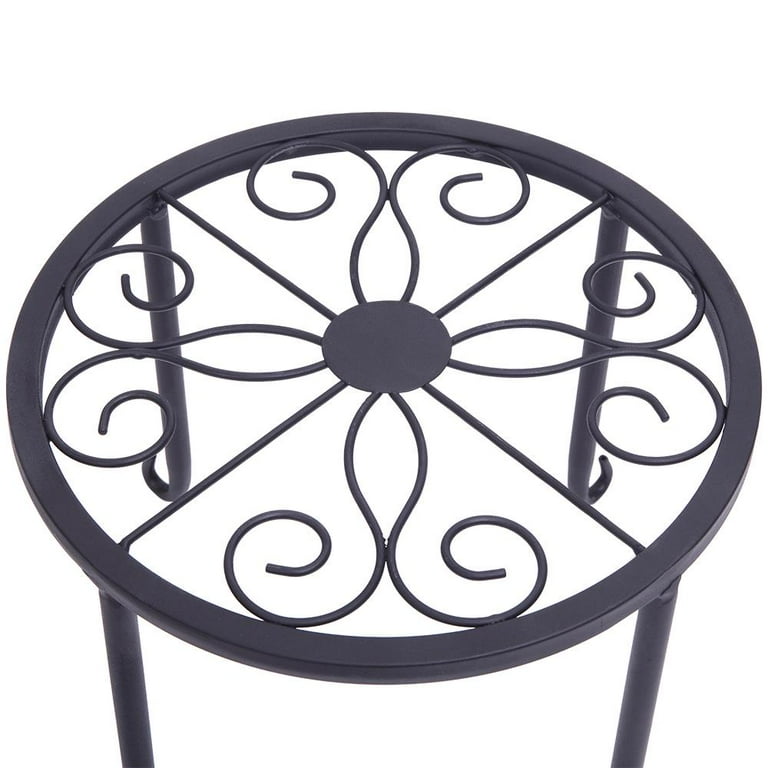 Ktaxon 4 Pack Round Nesting Plant Stand with Scroll Pattern Black Ktaxon 4 Pack Round Nesting Plant Stand with Scroll Pattern Black