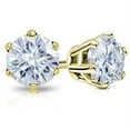 thumbnail image 2 of 14k Yellow Gold Round Moissanite Stud Earrings (1 1/2ct TGW, 6mm, G-H) 6-Prong Set, Push-Back by Diamond Wish, 2 of 3