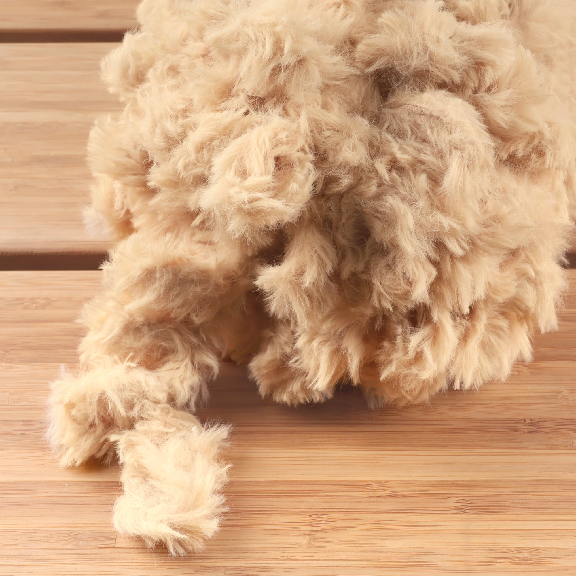 JubileeYarn Fun Finger Faux Fur Loops Yarn - 200g/Skein Jumbo Polyester - Sand - 4 Skeins