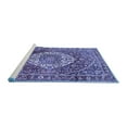 thumbnail image 2 of Ahgly Company Machine Washable Indoor Square Medallion Blue Traditional Area Rugs, 6' Square, 2 of 4
