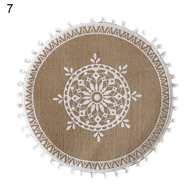 Tapis de Trivet en Rotin Isolation Thermique Fait Main Coton Lin Napperon Antidérapant pour Cuisine