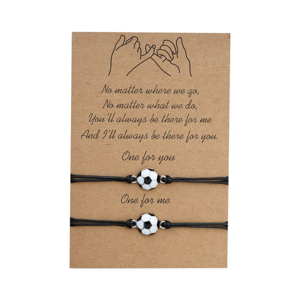 Fútbol en forma de tarjeta Mejor Amigo Pulseras Parejas Pulseras para 2 a juego de él y su amante pulsera de joyería para la relación de amistad novio novia
