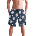 thumbnail image 2 of Men's Beach Shorts Quick Dry Shorts for Summer Pool and Casual Wear Baseball Stars Pattern, 2 of 7