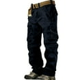 thumbnail image 2 of Hontri Men's Cargo Pants Men's Cargo Pants Cargo Trousers Hiking Pants 8 Pocket Plain Comfort Breathable Outdoor Daily Going Out Cotton Fashion Casual Pants Navy 40, 2 of 9