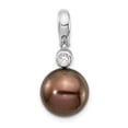 thumbnail image 5 of 14K White Gold Plated 10-11mm Round Saltwater Cultured Tahitian Pearl .07Ct Diamond Pendant, 5 of 7