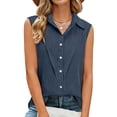 thumbnail image 5 of Taqqpue Women's Sleeveless Button Down Shirts Blouses Casual Loose V Neck Linen Tank Tops for Work S-XXXXXL, 5 of 8