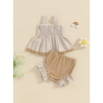 thumbnail image 3 of Musuos Newborn Baby Girls Shorts Set, 3M 6M 12M 18M Sleeveless Plaid Camisole with Elastic Waist Ruffle Shorts Summer Outfit, 3 of 10