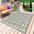 thumbnail image 4 of Outdoor Rug 3x5 ft Green Stripe Lines Outdoor Large Area Rug Non Slip Rubber Geometric Striped Front Door Mat RV Rug Camping Carpet Patio Outdoor Rugs for Backyard Balcony Deck Porch Indoor, 4 of 9