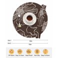 thumbnail image 6 of 13 Inch Round Placemats Set of 4, Brown Flowers Non Slip Heat Insulation PP Table Mats, Spring Floral Botanical Modern Art Washable Place Mats for Kitchen Dining Party Table Decor, 6 of 7