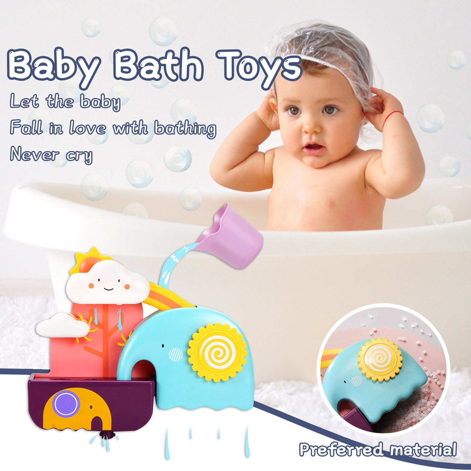 Baby Bath Toys Set With Whale Waterfall & 4 Sea Animals - Bathtub Wall Toys For Toddlers 18+ Months