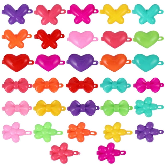 FELTECHELECTR 100Pcs Cartoon Hair Clips Cute Girls Hairpin Plastic Mini Hair Bows For Toddlers Daily Wear
