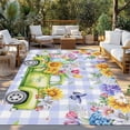 thumbnail image 2 of Easter Outdoor Rug for Patio/Deck/Porch, Non-Slip Large Area Rug 3 x 5 Ft, Green Truck Eggs Flowers Butterflies Purple Plaid Indoor Outdoor Rugs Washable Area Rugs, Camping Rug Carpet Runner, 2 of 8