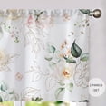 thumbnail image 2 of White Flower Curtains 27Inches Wide 24 Inches Length 2 Panels Beautiful White Floral Rod Pocket Window Curtain Plant Printed Curtains for Kitchen Bathroom, 2 of 6