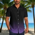 thumbnail image 2 of Mens Hawaiian Shirt Casual Ombre Color Button Down Tshirt Loose Fit Up Dress Shirts Golf Beach Travel, 2 of 6