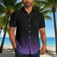 thumbnail image 1 of Blusa y camisa de manga corta con cuello vuelto para hombre, blusa informal de moda con cuello vuelto, estampado degradado, camisa de manga corta con botones, blusa de poliéster para hombre, 1 of 6