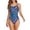 Navy Combo, variant on Girl's/Women's Printed Cross Puzzle One Piece Thin Strap Swimsuit (FN041) - Navy Combo - 26