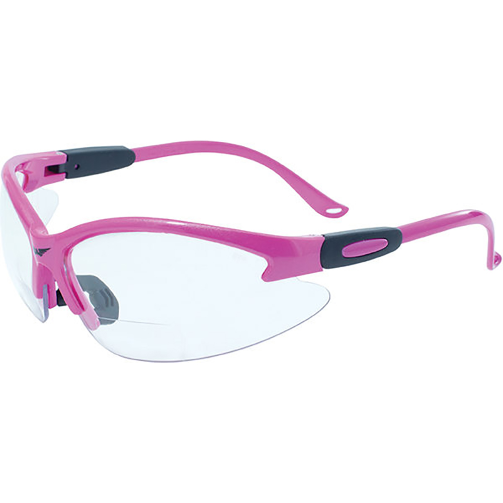 Global Vision Cougar Bifocal Lab Safety Glasses Dark Pink Frame & Clear