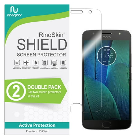 (2-Pack) RinoGear Screen Protector for Motorola Moto G5S Plus Case Friendly Accessories Flexible Full Coverage Clear TPU Film