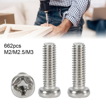 

XWQ 662Pcs M2/M2.5/M3 Phillips Screw Burr-free Precise Thread 304 Stainless Steel Screws Nuts Washer Set for Machines