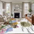 thumbnail image 2 of Spring Flowers Large Area Rugs 5x8 ft Watercolor Colored Floral Rabbit Tree Birds Washable Rug Non Slip Indoor Carpet Absorbent Floor Mat for Living Room Bedroom Dining Room, 2 of 9
