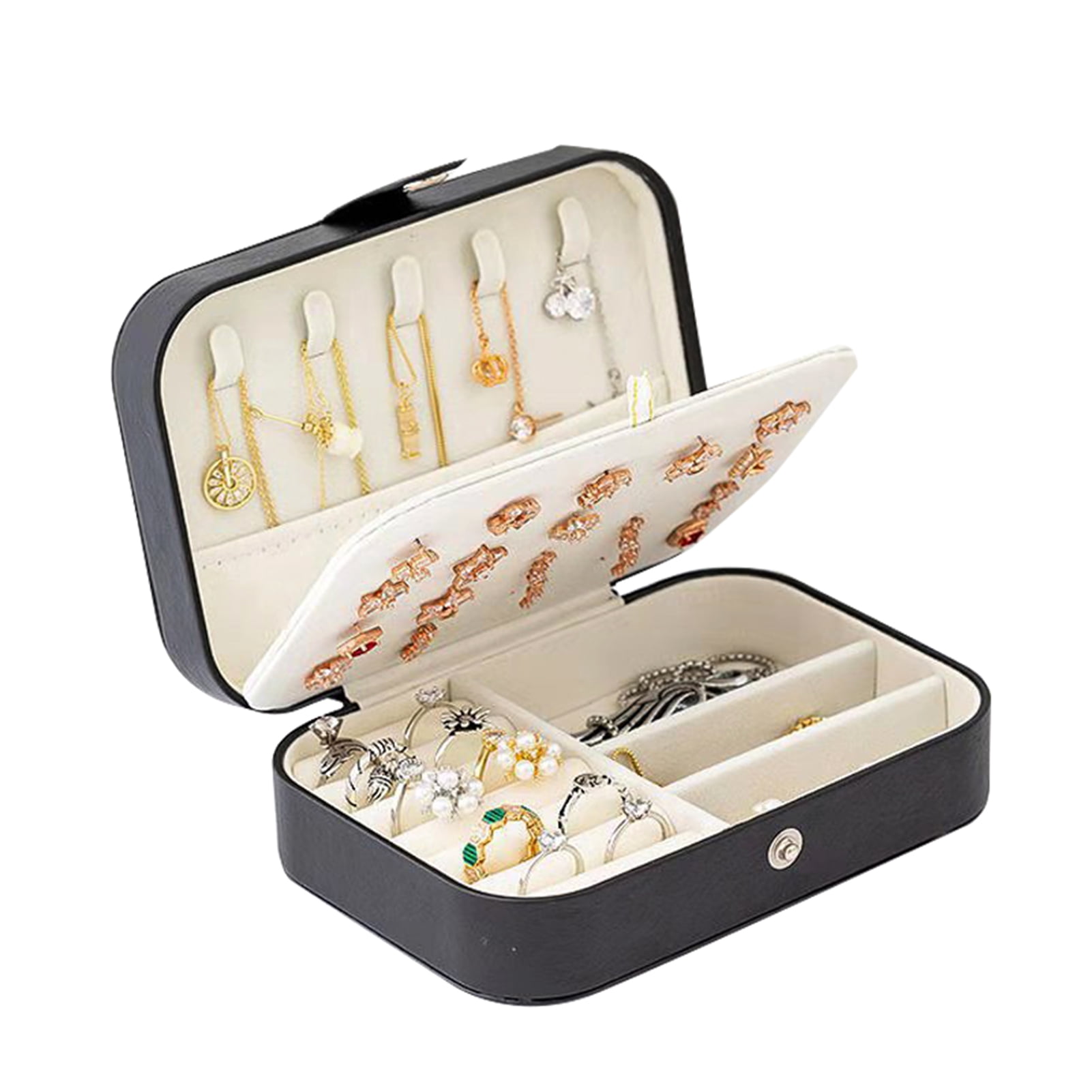 Travel Jewelry Box 3 Layers Rings Earrings Holder Case Portable Jewelry Organizer Women Girls New -