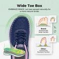 thumbnail image 3 of REABO Women's Wide Toe Box Walking Shoes Sneakers with Arch Support,Blue/Pink, Size 10.5, 3 of 9