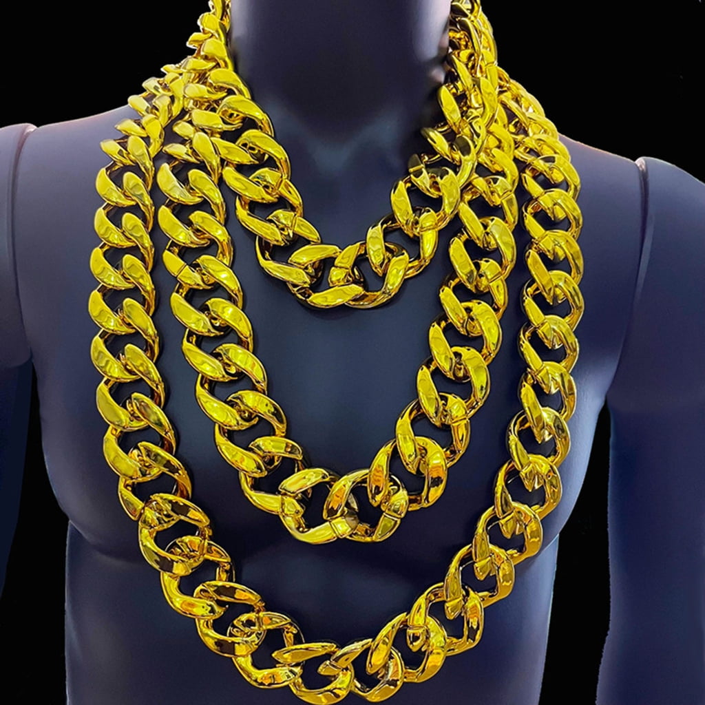 JNANEEI Sparkling Faux Gold Chain Necklace Plastic Big Chunky