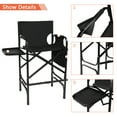 thumbnail image 3 of Omysalon 30" Tall Directors Chair Black Folding with Side Table Storage Bag,Portable Makeup Artist Bar Height, Aluminum Frame 300 lbs Capacity, 33.8" L x 19.2" W x 45.6" H, 3 of 8