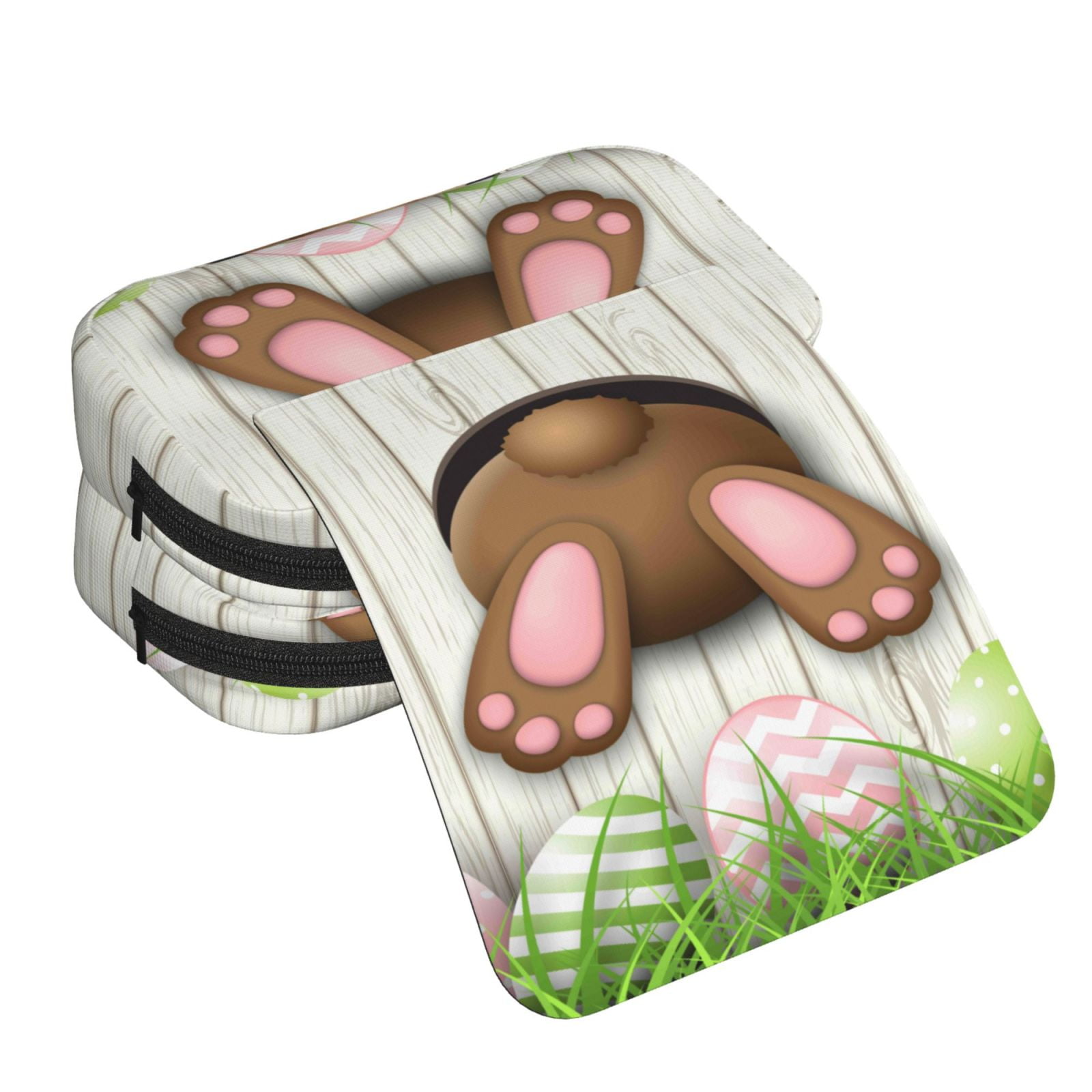 Rateoe Brown Bunny Pattern Double Clamshell Pen Case, Storage Organizer with Two Zipper Compartments– Holds Up to 50 Pencils & Pens