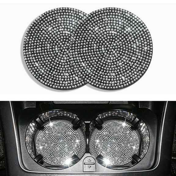 Bling Car Cup Holder Coaster, 2 Pack Anti-Slip Shockproof Vehicle Multicolor Fangkenuo