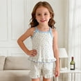 thumbnail image 6 of Krdevn Girls Floral Cami Pajama Set Bow Ruffle 2 Piece Summer Loungewear Outfit,4-5 Years, 6 of 8