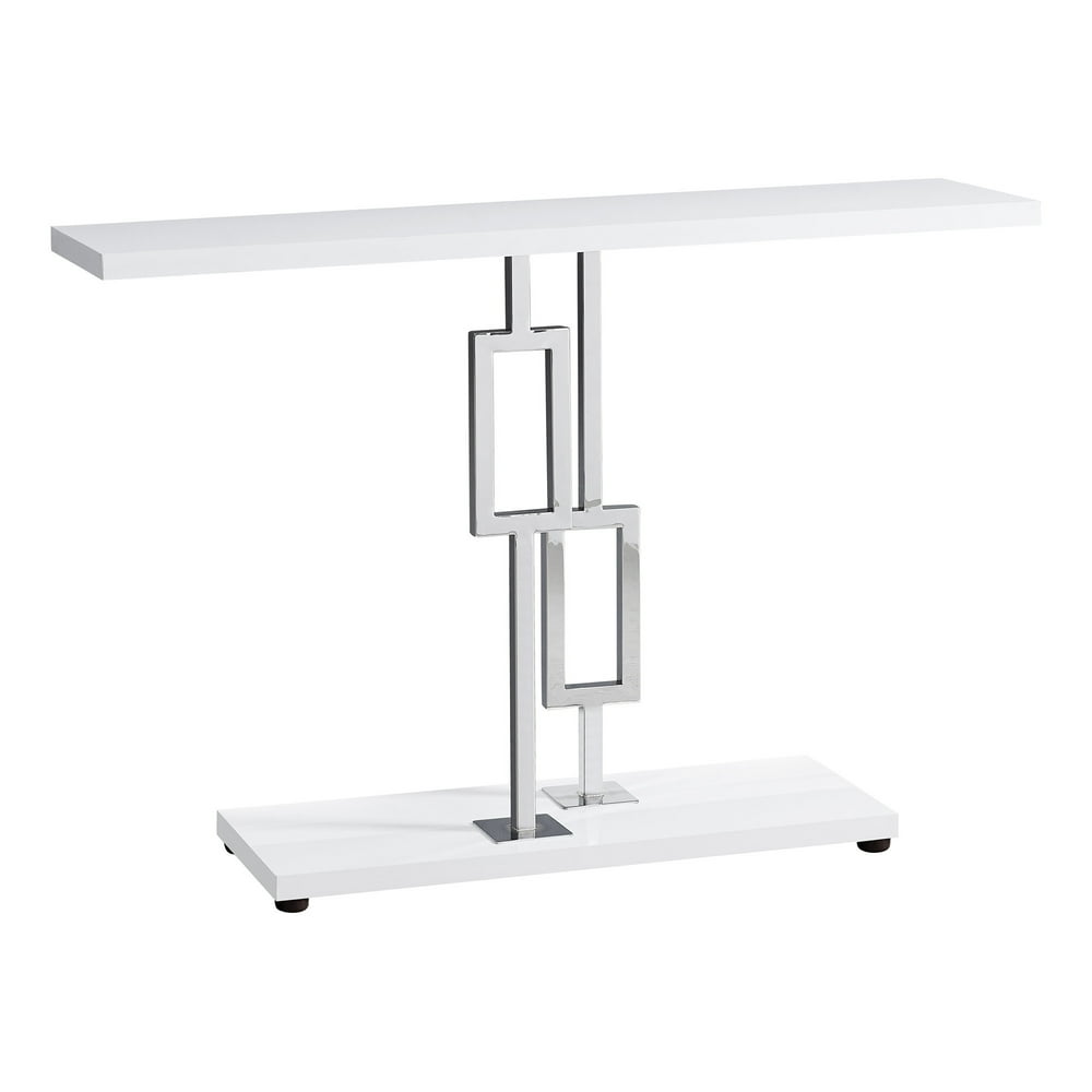 ACCENT TABLE 48"L / GLOSSY WHITE / CHROME METAL