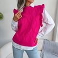thumbnail image 3 of Womens Fall Fashion 2022! QLEICOM Sweaters for Women, Women‘s V-neck Solid Fungus Edge Rhombus Knitted Sweater Casual Fashion Sleeveless Vest Jacket Coat Tops On Clearance, 3 of 8