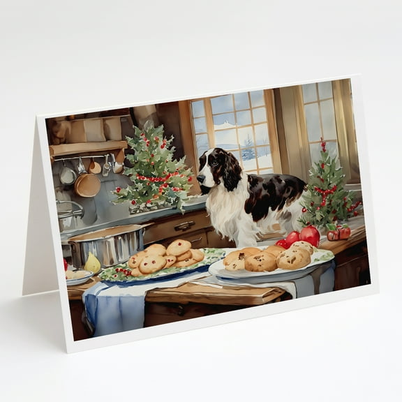 English Cocker Spaniel Christmas Cookies Greeting Cards Pack of 8 7 in x 5 in