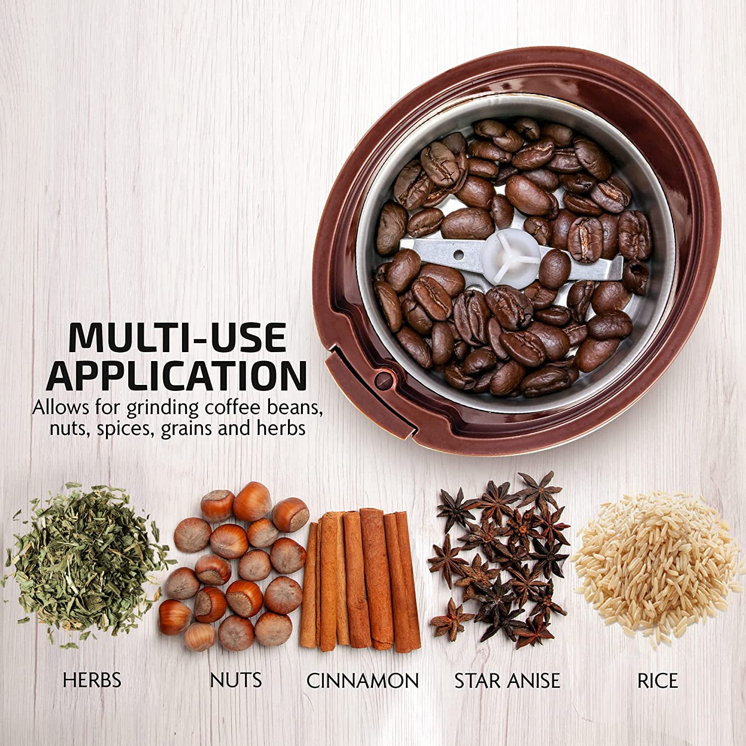 OVENTE 2.5 oz. White (CG225W) One-Touch Electric Coffee Grinder and Other  Spices-Seeds with Nuts Grains-Stainless Steel Blades CG225W - The Home Depot