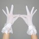 thumbnail image 5 of Guantes de boda nupciales con volantes en la muñeca elegantes de encaje con lazo de fiesta para mujer, 5 of 5