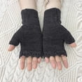 thumbnail image 5 of Women Gloves Winter Warmth Crochet Mittens Handmade Knitted Fingerless with Floral Embroidery Design for, 5 of 6