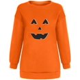 thumbnail image 3 of Chandails en Molleton Visage de Citrouille d'Halloween pour Femmes Manches Longues Surdimensionnées Col Rond Orange Pull Tops, 3 of 7
